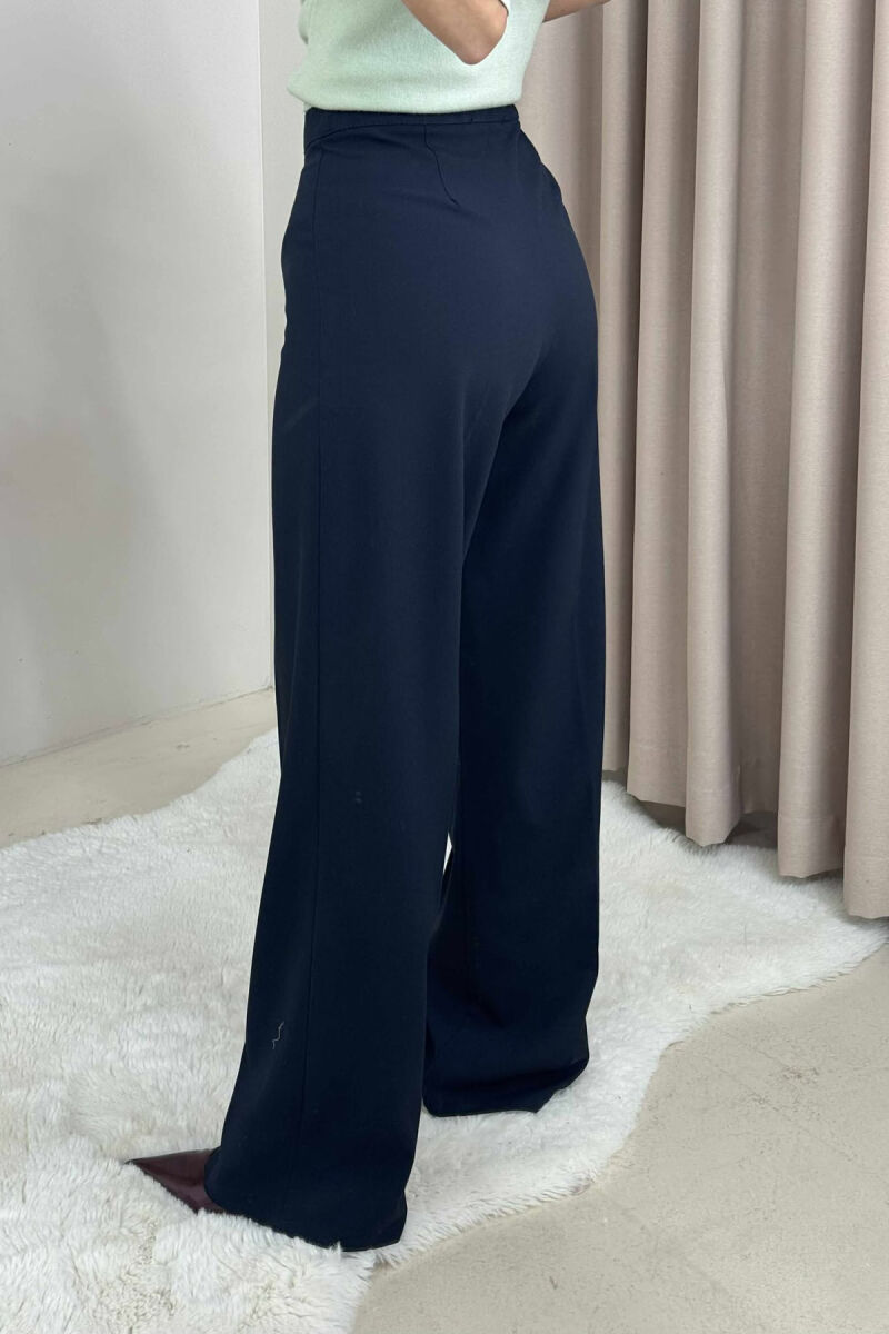 PANTALLONA TË GJËRA NJË NGJYRËSHE PËR FEMRA NË NGJYRË BLU TË ERRËT - 4