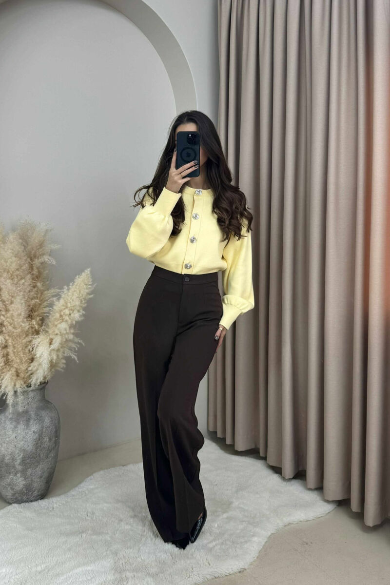 PANTALLONA TË GJËRA NJË NGJYRËSHE PËR FEMRA NË NGJYRË KAFE - 2