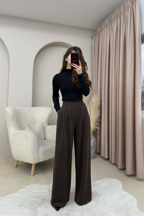 PANTALLONA TE GJERA NJE NGJYRESHE PER FEMRA NE NGJYRE KAFE - 2