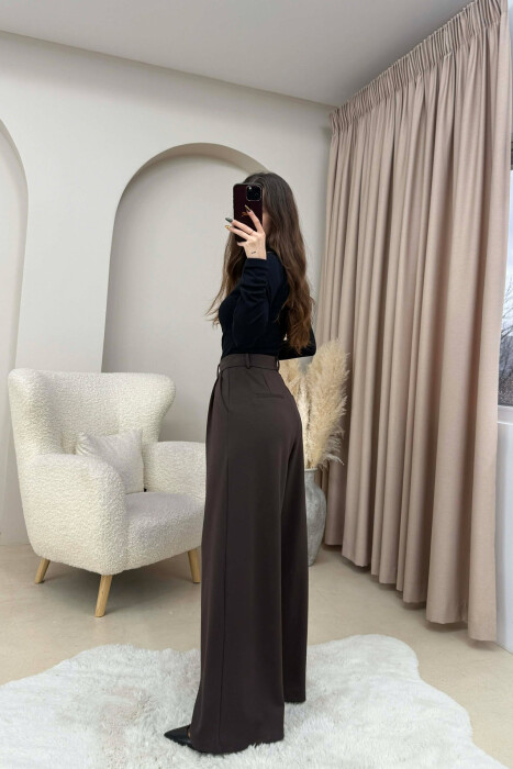 PANTALLONA TE GJERA NJE NGJYRESHE PER FEMRA NE NGJYRE KAFE - 3