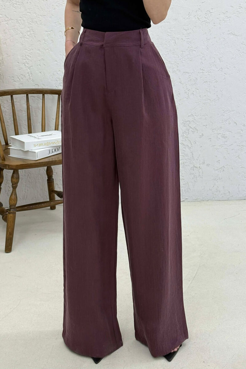 PANTALONA TE GJERA NJE NGJYRESHE PER FEMRA NE NGJYRE VISHNJE - 4