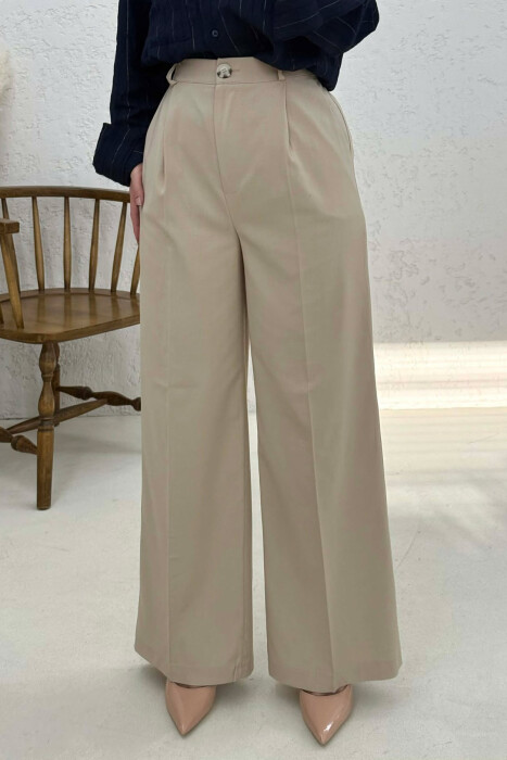 PANTALLONA TE GJERA PER FEMRA NE NGJYRE KREM - 2