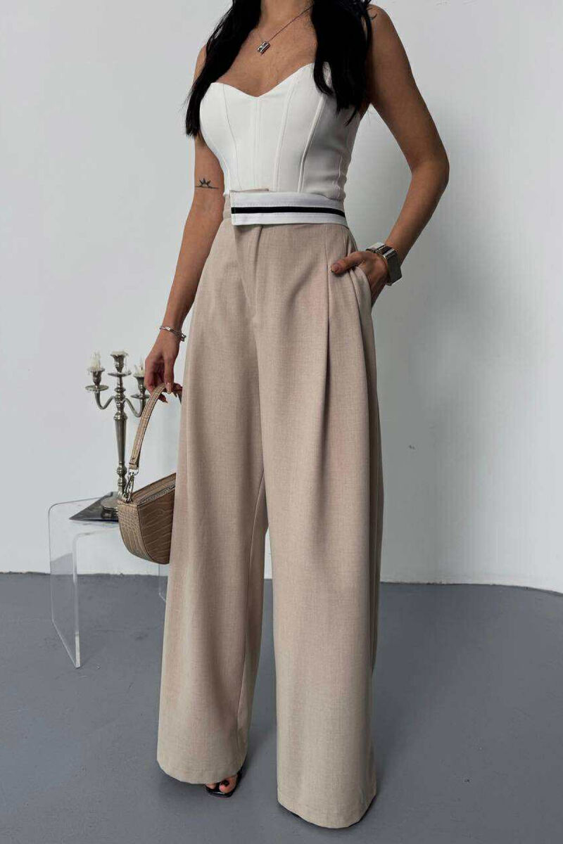 PANTALLONA TË GJËRA PËR FEMRA NË NGJYRËN BEZHË - 3