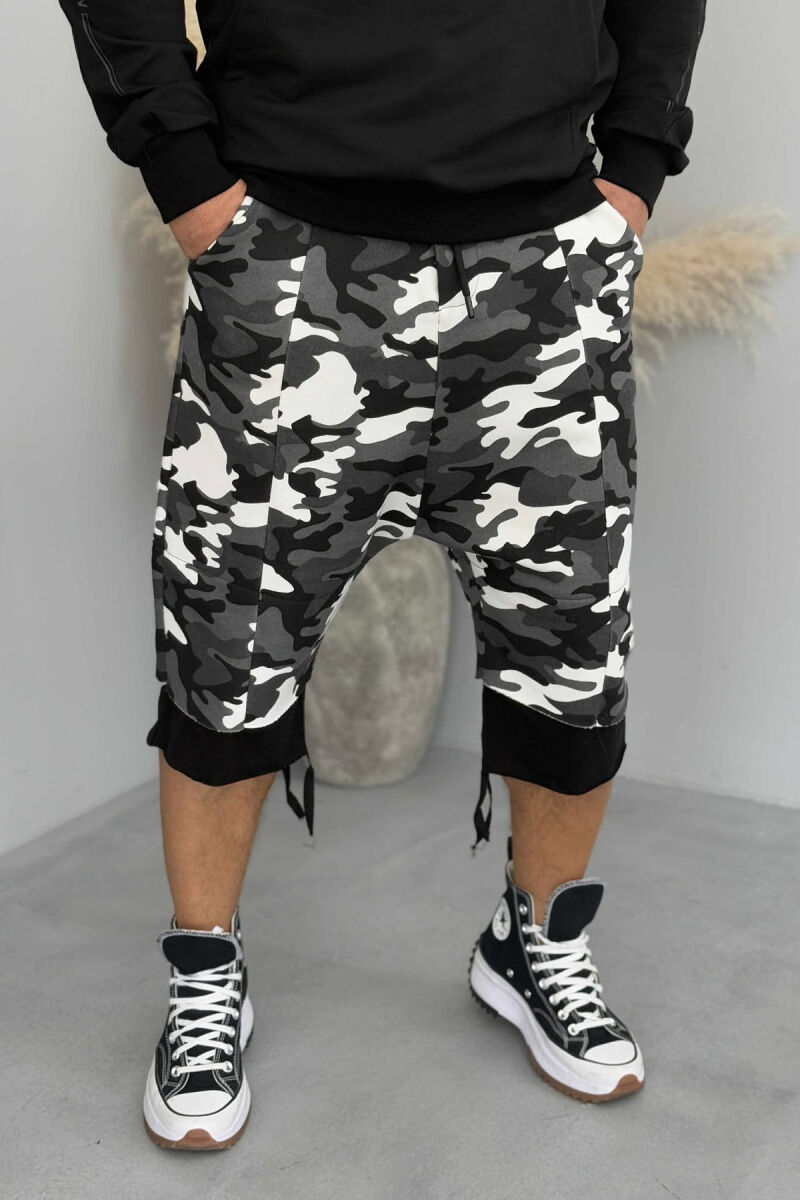 PANTALLONA TË SHKURTRA ME DIZANJ HAREM PËR MESHKUJ NË NGJYRËN GRI TË ERRËT - 2