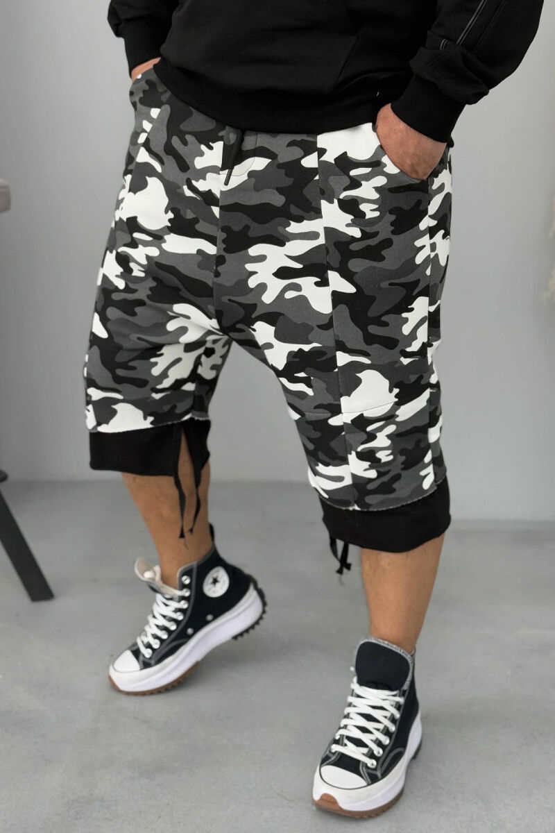 PANTALLONA TË SHKURTRA ME DIZANJ HAREM PËR MESHKUJ NË NGJYRËN GRI TË ERRËT - 3