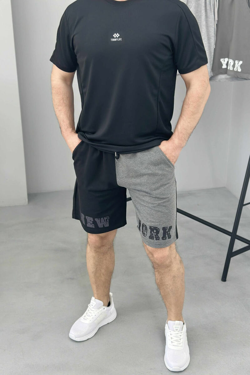 PANTALLONA TË SHKURTRA ME SHKRIME PËR MESHKUJ NË NGJYRËN E ZEZË - 2
