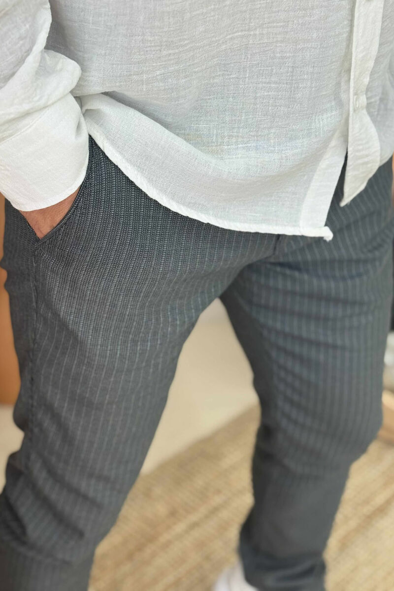 PANTALLONA TË THJESHTA ME DIZAJNIN E VIJAVE PËR MESHKUJ NË NGJYRËN JESHILE E ERRËT - 4