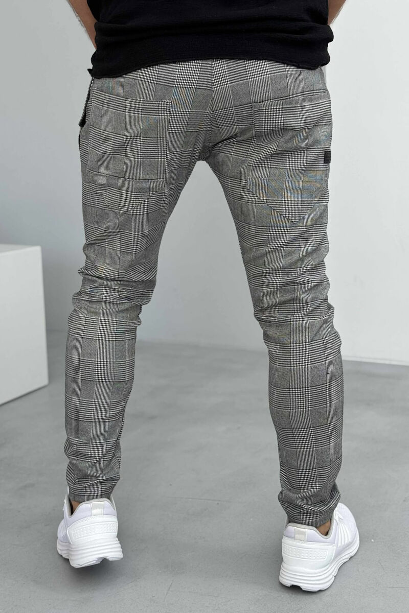 PANTALLONA TË THJESHTA ME KUADRATA PËR MESHKUJ NË NGJYRËN GRI - 4