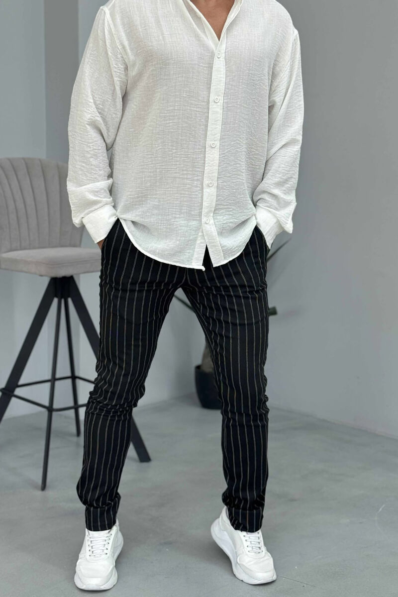 PANTALLONA TË THJESHTA ME VIJA PËR MESHKUJ NË NGJYRËN E ZEZË - 1