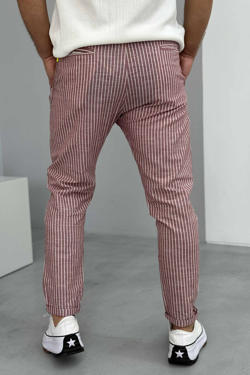 PANTALLONA TË THJESHTA ME VIJA PËR MESHKUJ NË NGJYRËN PUDËR - 4