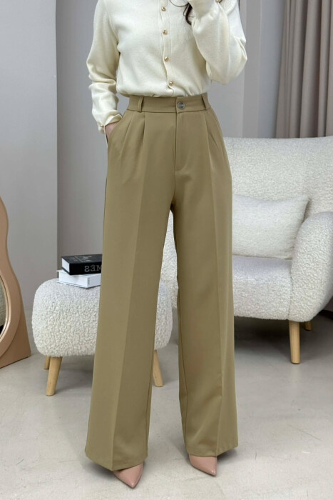 PANTALLONA TE THJESHTA NJE NGJYRESHE PER FEMRA NE NGJYRE KAKI - 4