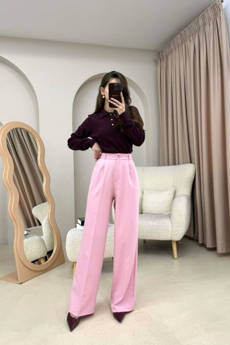 PANTALLONA TE THJESHTA NJE NGJYRESHE PER FEMRA NE NGJYRE ROZE TE ZBARDHUR - 2