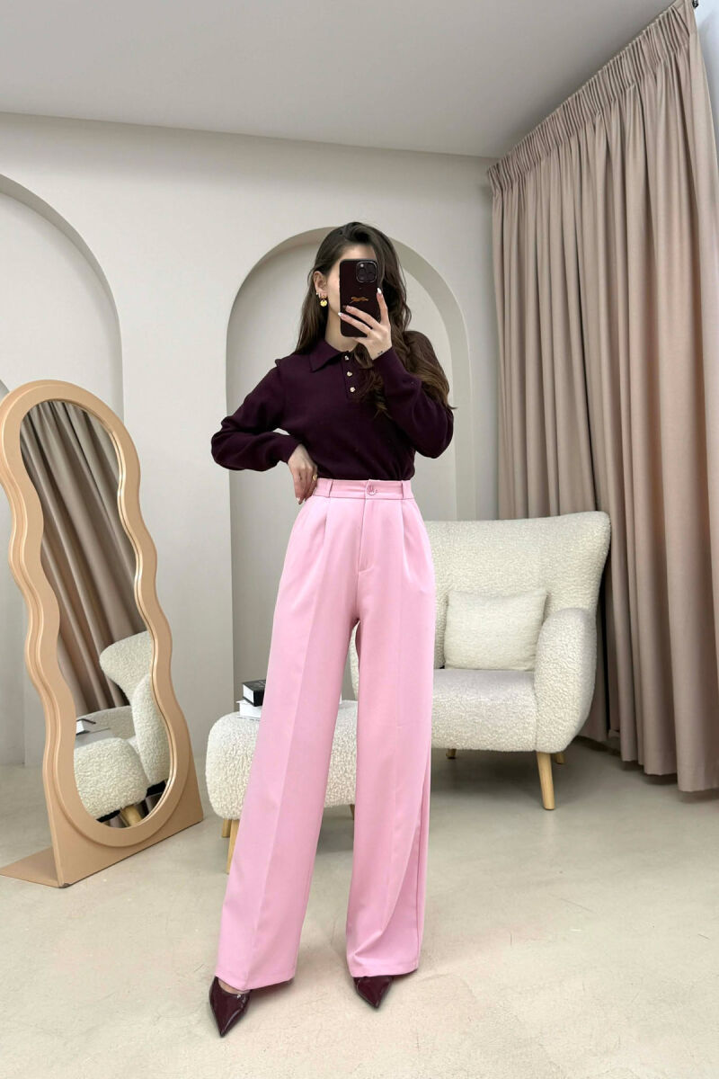 PANTALLONA TE THJESHTA NJE NGJYRESHE PER FEMRA NE NGJYRE ROZE TE ZBARDHUR - 2