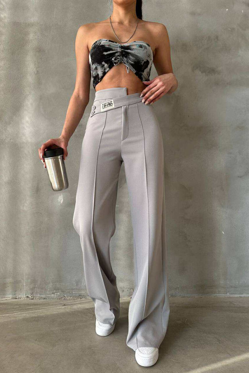 PANTALLONA TË THJESHTA NJË NGJYRËSHE PËR FEMRA NË NGJYRËN GRI - 7