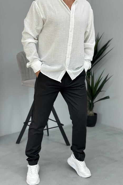 PANTALLONA NJË NGJYRËSHE TË THJESHTA PËR MESHKUJ NË NGJYRËN GRI E ERRËT 