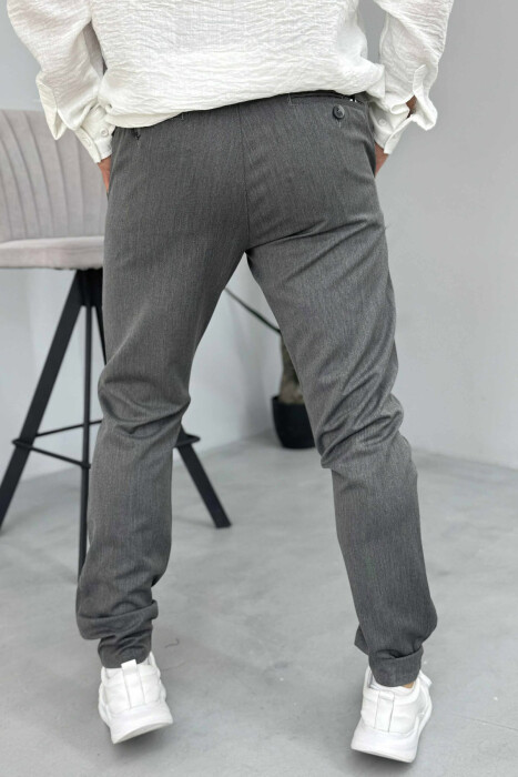 PANTALLONA NJË NGJYRËSHE TË THJESHTA PËR MESHKUJ NË NGJYRËN GRI - 4