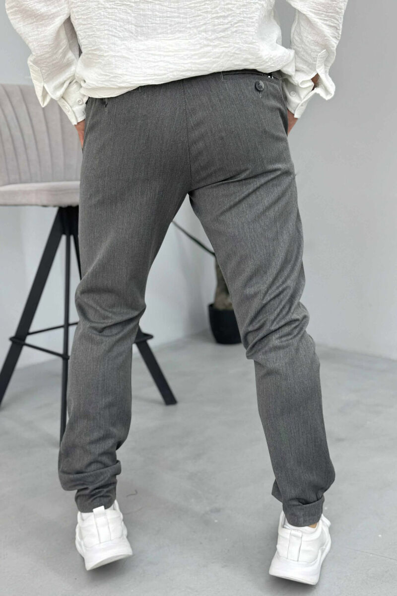 PANTALLONA NJË NGJYRËSHE TË THJESHTA PËR MESHKUJ NË NGJYRËN GRI - 4