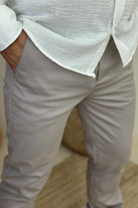 PANTALLONA NJË NGJYRËSHE TË THJESHTA PËR MESHKUJ NË NGJYRËN GRI - 2