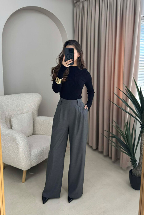 PANTALLONA TË THJESHTA PËR FEMRA NË NGJYRËN GRI E ERRËT - 4