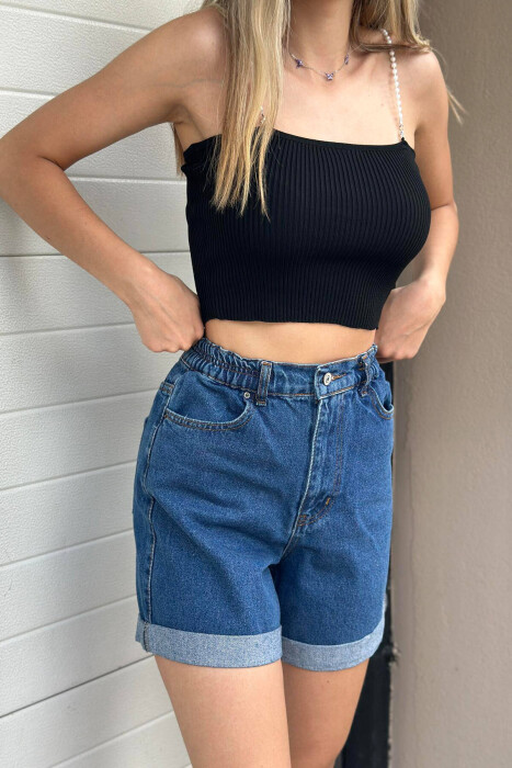 PANTALLONA XHINS TE SHKURTA PER FEMRA NE NGJYRE BLU - 1