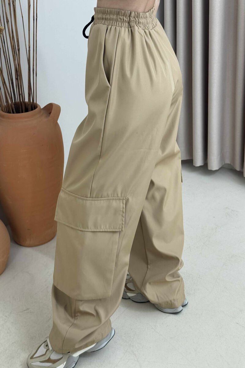 PARACHUTE SIDE POCKETS WOMEN TROUSERS BEIGE/BEZHE - 6
