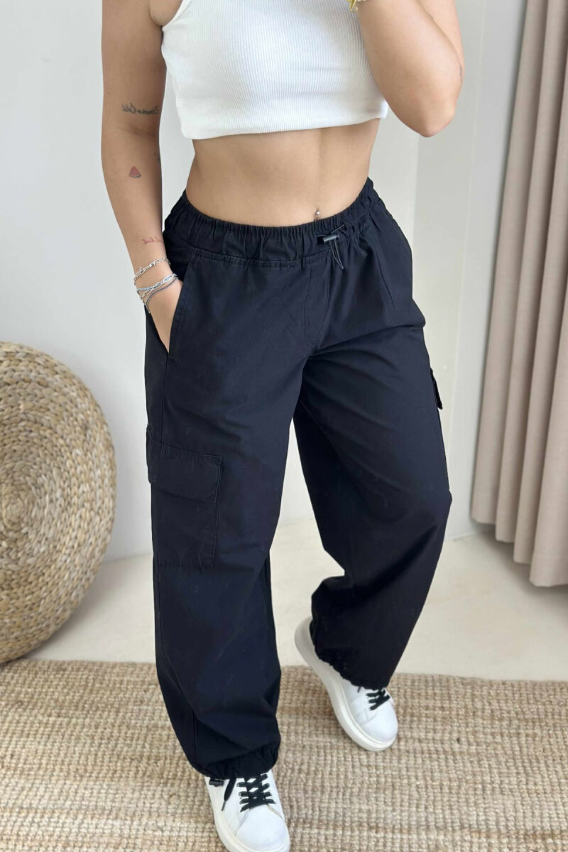 PARACHUTE SIDE POCKETS WOMEN TROUSERS BLACK/ E ZEZE - 2