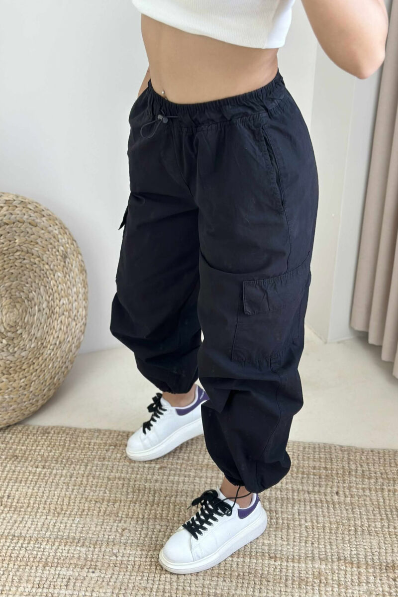 PARACHUTE SIDE POCKETS WOMEN TROUSERS BLACK/ E ZEZE - 3