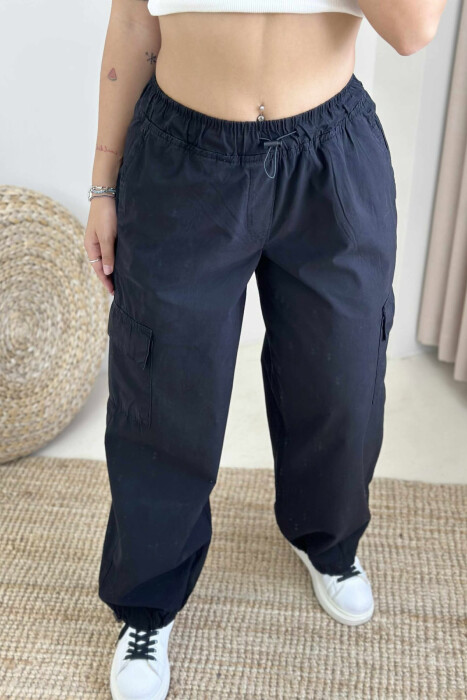 PARACHUTE SIDE POCKETS WOMEN TROUSERS BLACK/ E ZEZE - 6