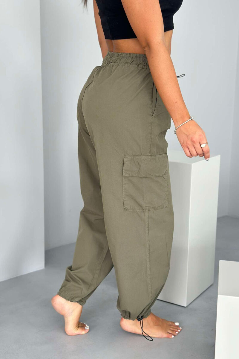 PARACHUTE SIDE POCKETS WOMEN TROUSERS GREEN/JESHILE - 4