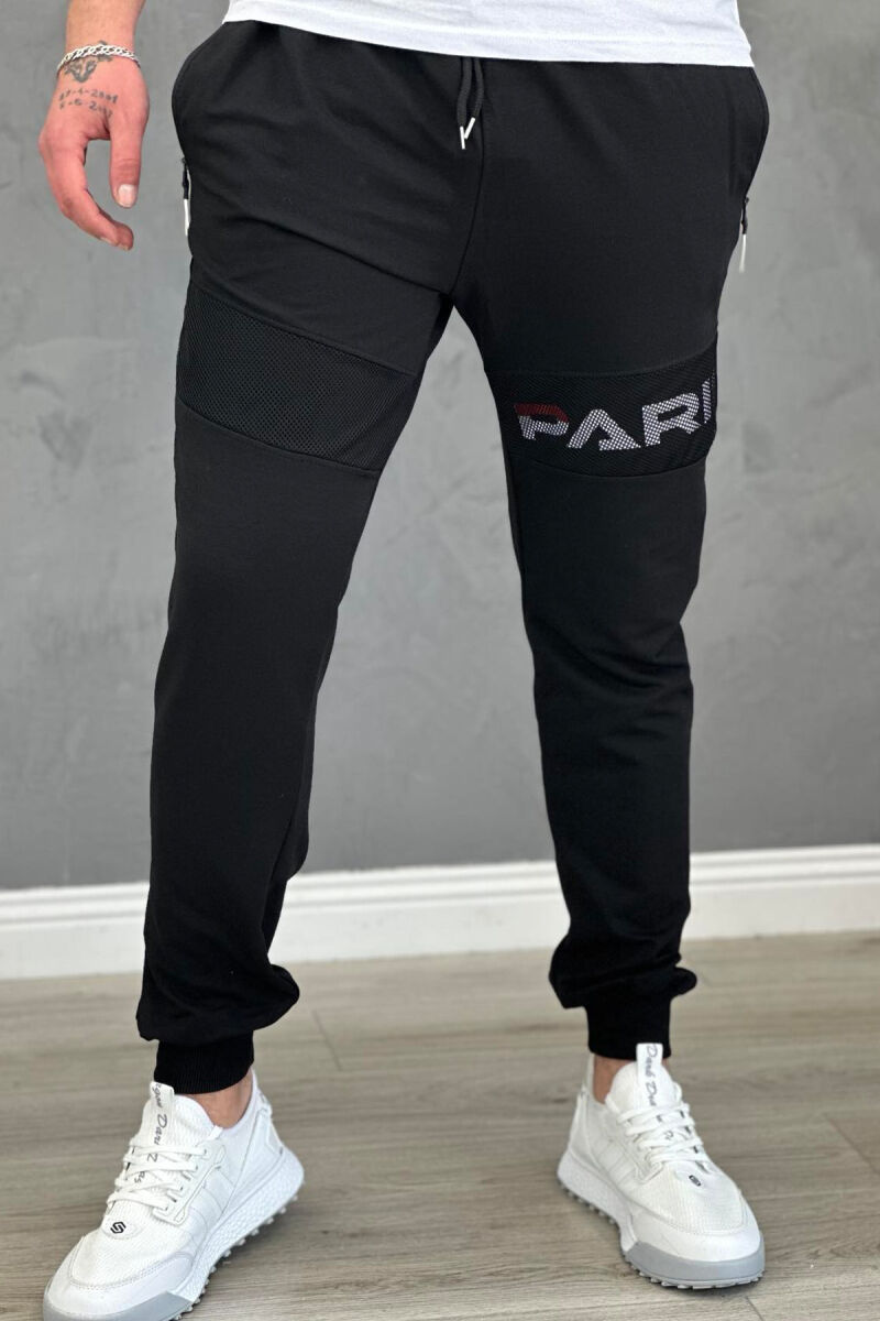 PARIS COTTON SIMPLE MEN SWEATPANTS BLACK/ E ZEZE - 1