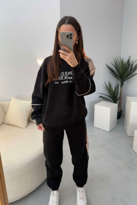 PARIS SWEATSHIRT+JOGGERS FLUFFY WOMEN SET BLACK/ E ZEZE 