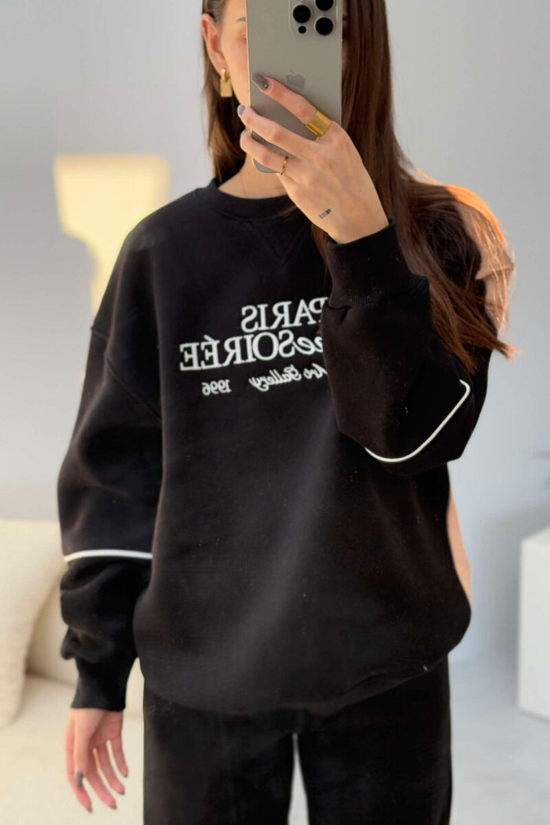 PARIS SWEATSHIRT+JOGGERS FLUFFY WOMEN SET BLACK/ E ZEZE - 3