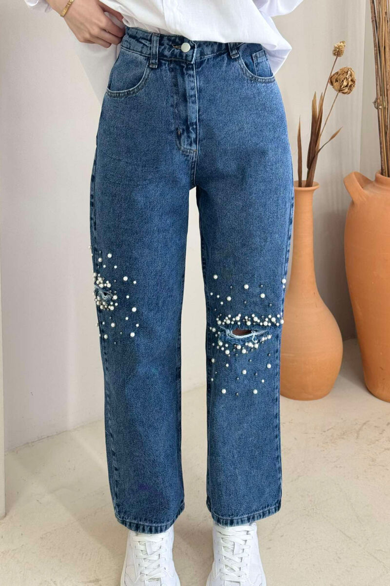 PEARL DETAILS WIDE LEG WOMEN JEANS LIGHTBLUE/BZ - 3