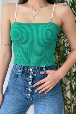 PEARL STRAPS WOMAN TANK TOP GREEN/JESHILE - 1