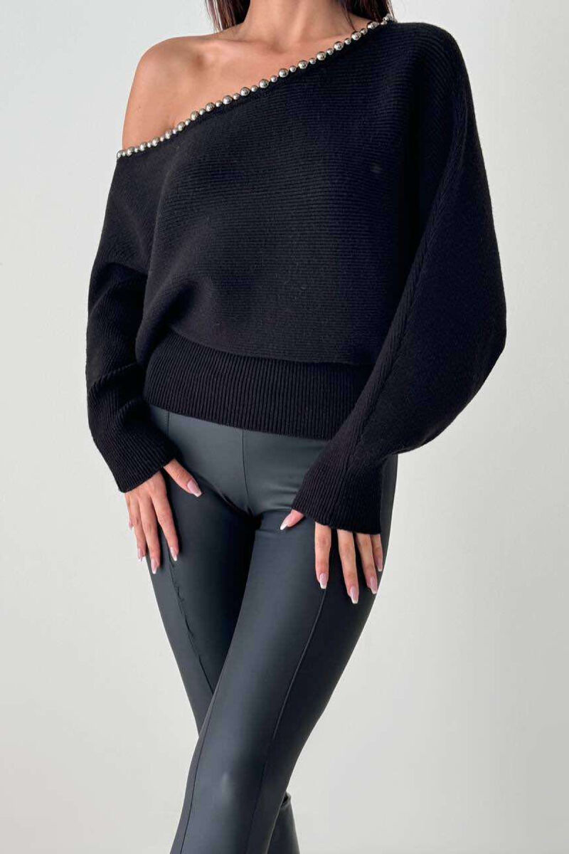 PEARLS NECK WOMAN SWEATER BLACK/ E ZEZE - 2