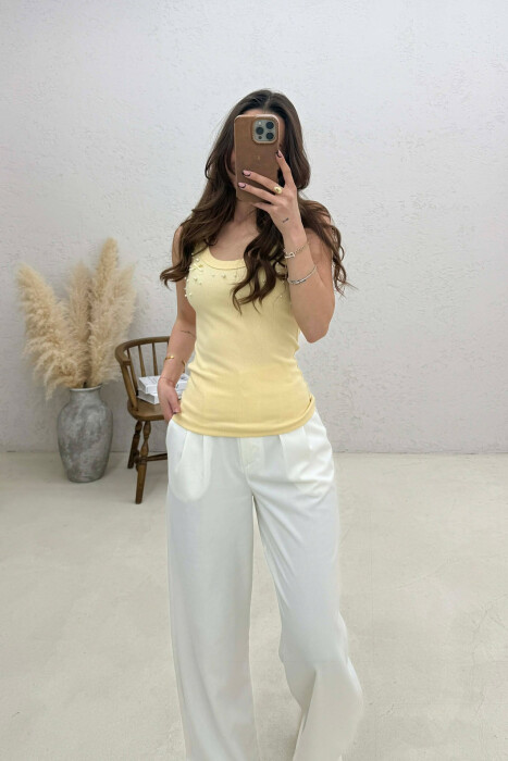 PEARLS RIBBON DETAILS WOMAN TANK TOP YELLOW/E VERDHE - 3