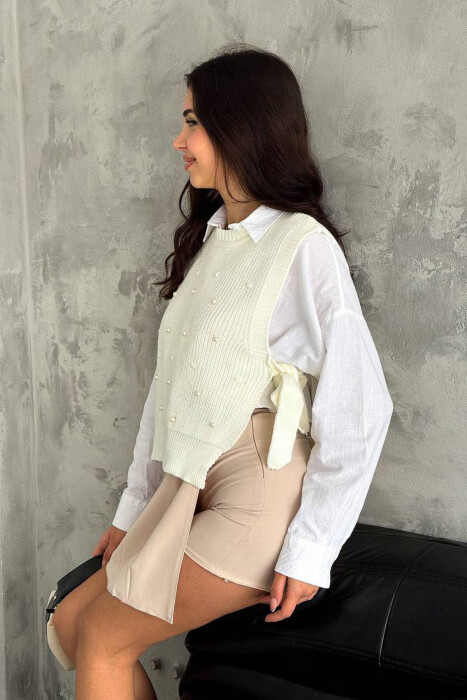 PEARLS WOMAN VEST CREAM/KREM - 2