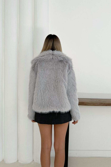 PELLUSH NJË NGJYRËSH I SHKURTËR PËR FEMRA NË NGJYRË GRI - 7