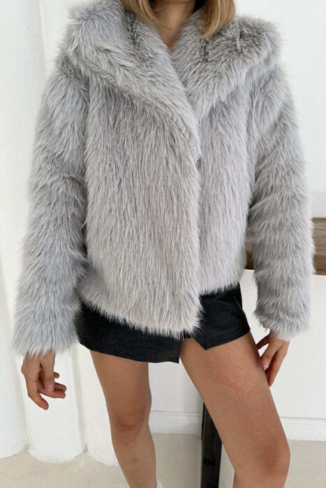 PELLUSH NJË NGJYRËSH I SHKURTËR PËR FEMRA NË NGJYRË GRI - 8