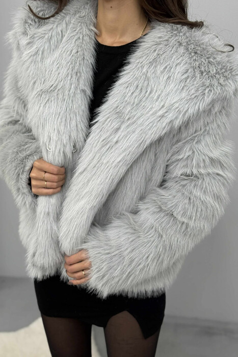 PELLUSH NJË NGJYRËSH I SHKURTËR PËR FEMRA NË NGJYRË GRI - 2