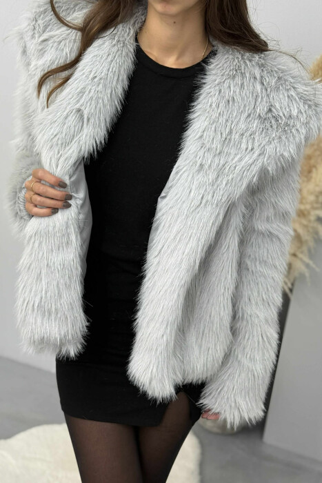 PELLUSH NJË NGJYRËSH I SHKURTËR PËR FEMRA NË NGJYRË GRI - 4