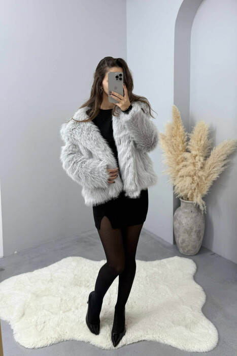 PELLUSH NJË NGJYRËSH I SHKURTËR PËR FEMRA NË NGJYRË GRI - 5