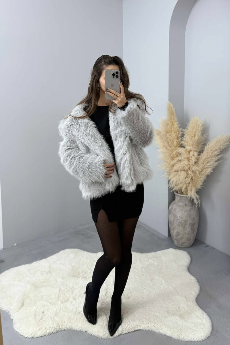 PELLUSH NJË NGJYRËSH I SHKURTËR PËR FEMRA NË NGJYRË GRI - 5