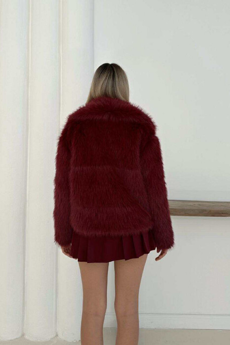 PELLUSH NJË NGJYRËSH I SHKURTËR PËR FEMRA NË NGJYRË VISHNJË - 3