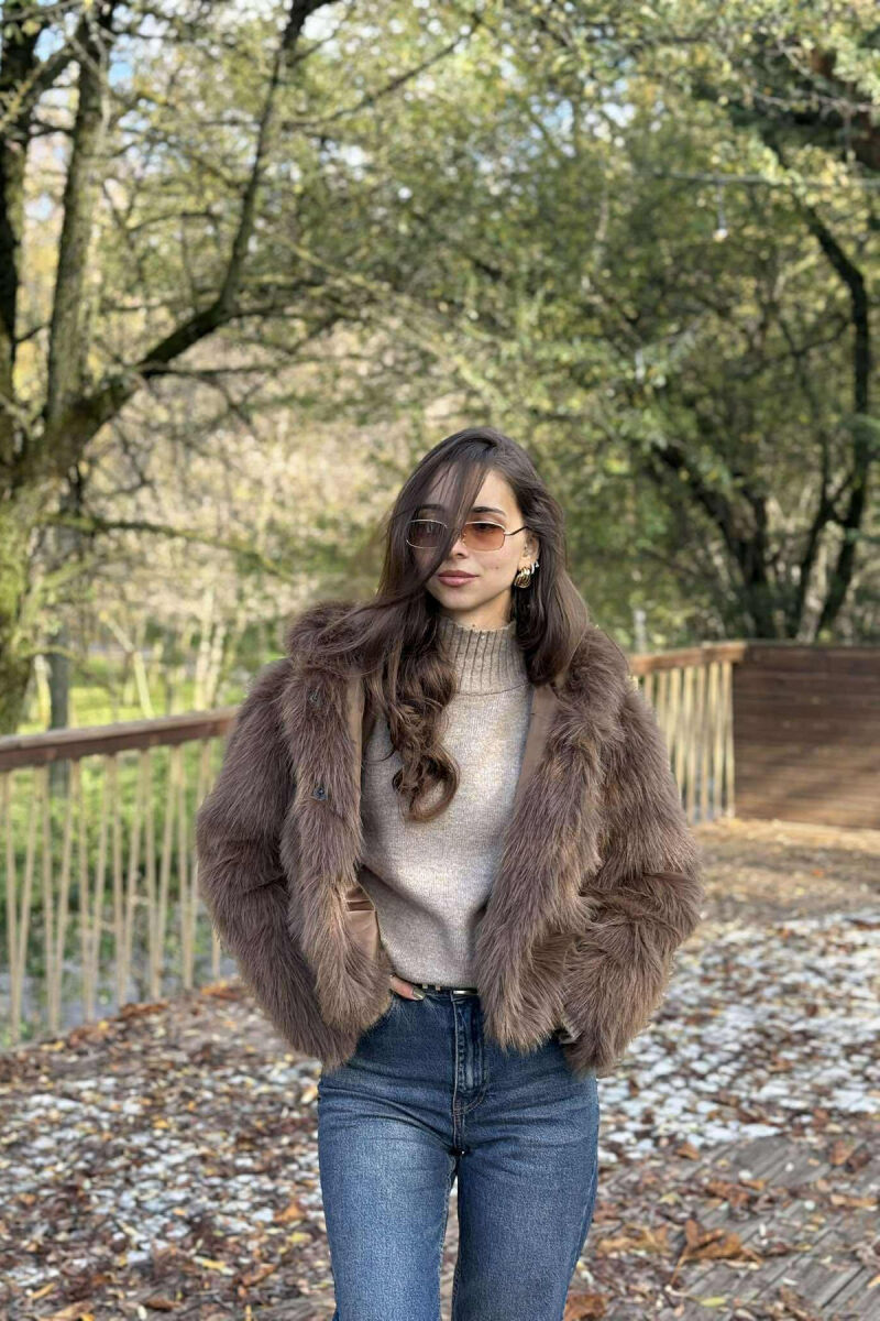 PELLUSH NJË NGJYRËSH PËR FEMRA NË NGJYRË KAFE - 4