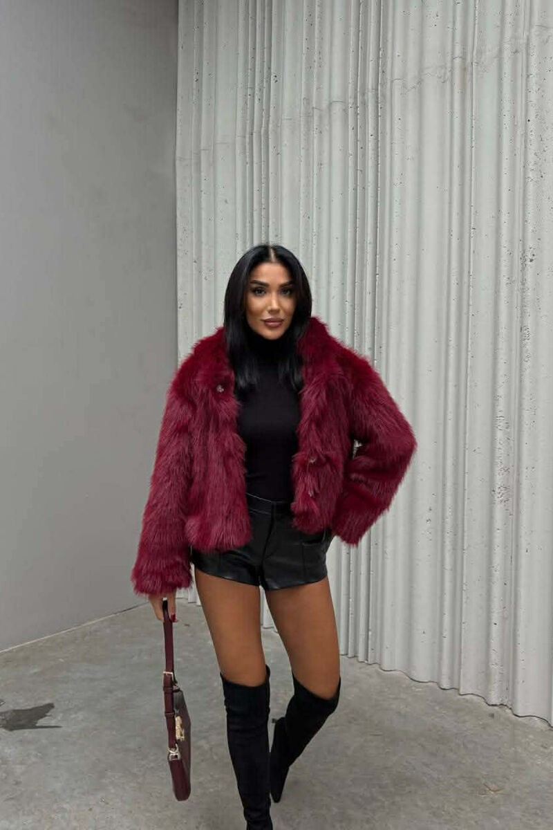 PELLUSH NJË NGJYRËSH PËR FEMRA NË NGJYRË VISHNJE - 2