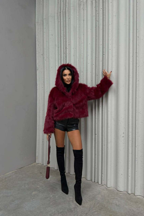 PELLUSH NJË NGJYRËSH PËR FEMRA NË NGJYRË VISHNJE - 4