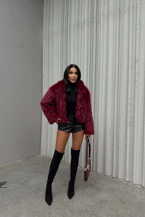 PELLUSH NJË NGJYRËSH PËR FEMRA NË NGJYRË VISHNJE - 7