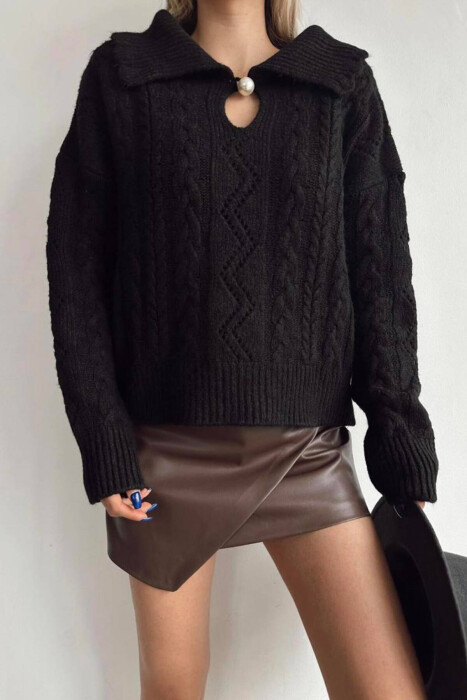 PEARL ONE COLOR WOMAN SWEATER BLACK/ E ZEZE 