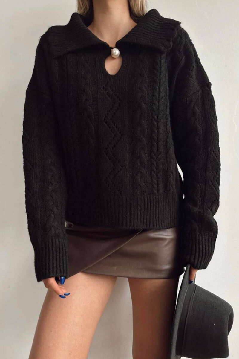 PEARL ONE COLOR WOMAN SWEATER BLACK/ E ZEZE - 2